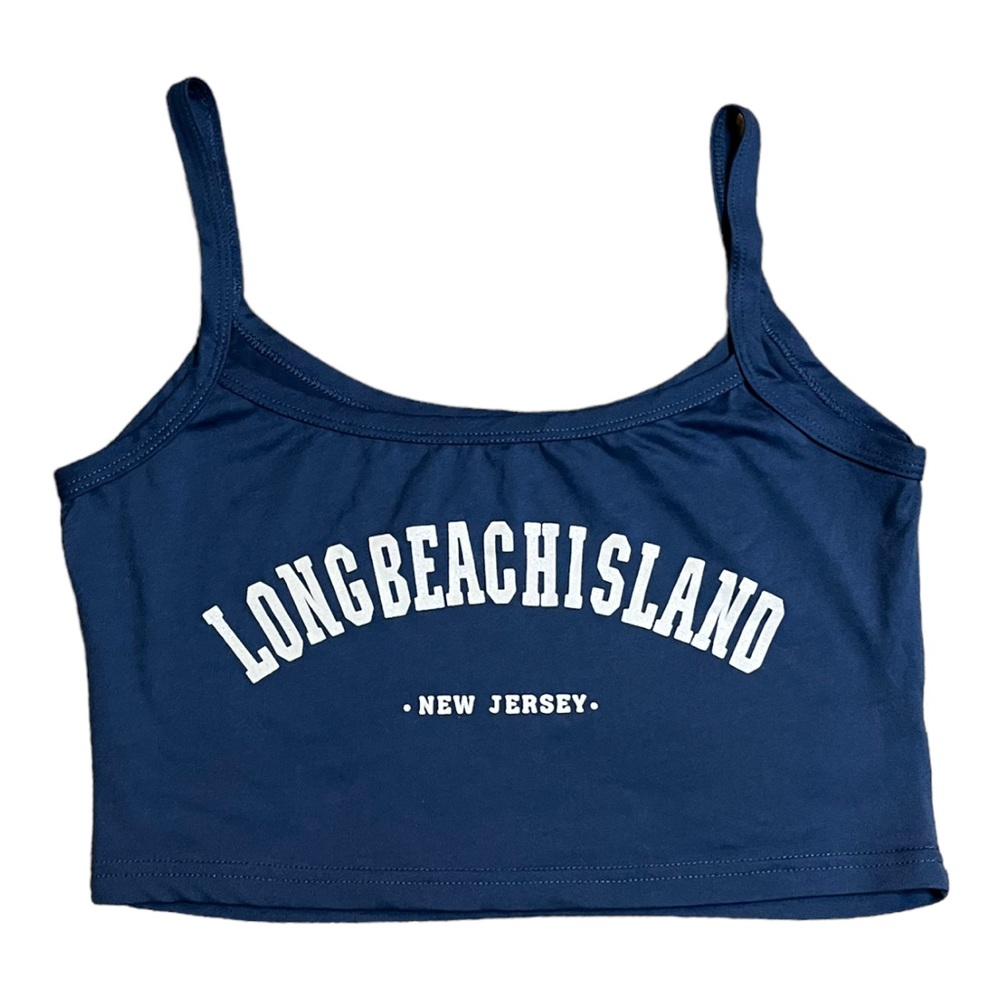 Blue Graphic Cropped Tank